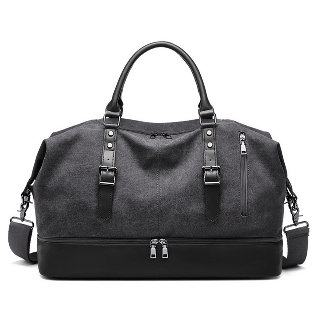 Gym Sport Travel bag ,large capacity with shoe Compartment,Carry on ,Weekender Overnight Bag；Black. 