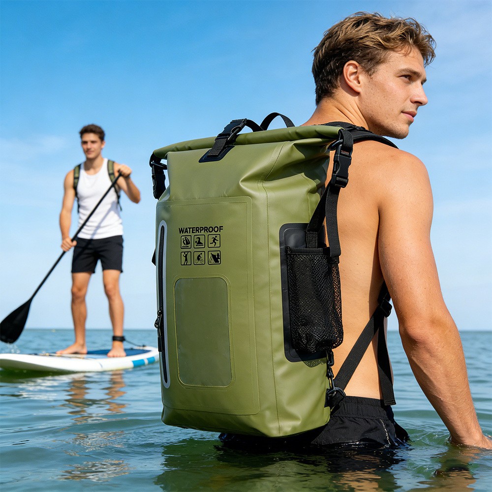 IP65 Waterproof Dry Bag 25L-- -- Boating & Kayak Accessories - Essentials for Camping Swimming Beach Fishing Rafting Travel - Black/Blue/Yellow/Brown/Orange/Green/Gray