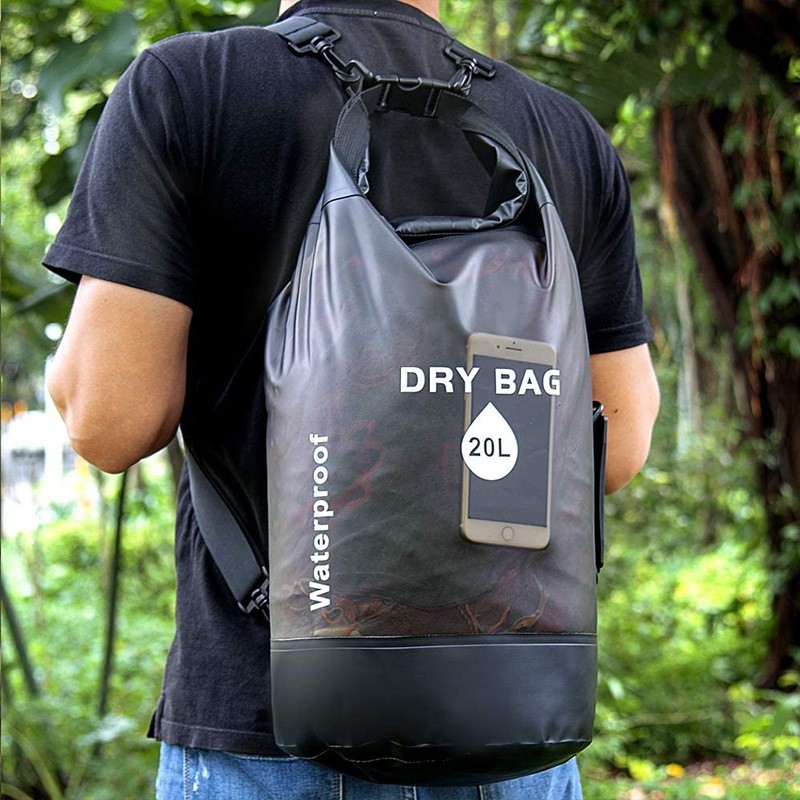 IPX6 Waterproof Dry Bag 5L/10L/20L-- -- Boating & Kayak Accessories - Essentials for Camping Swimming Beach Fishing Rafting Travel - Black/Blue