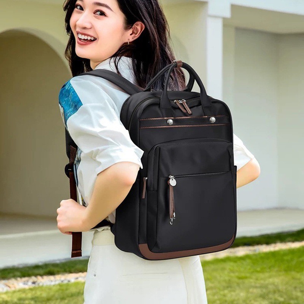 Travel Bag Daypack Commute backpack  Women,20-35L Lightweight, College shool Back Pack with 14 inch laptop compartment , Black/Grey /Milk white 