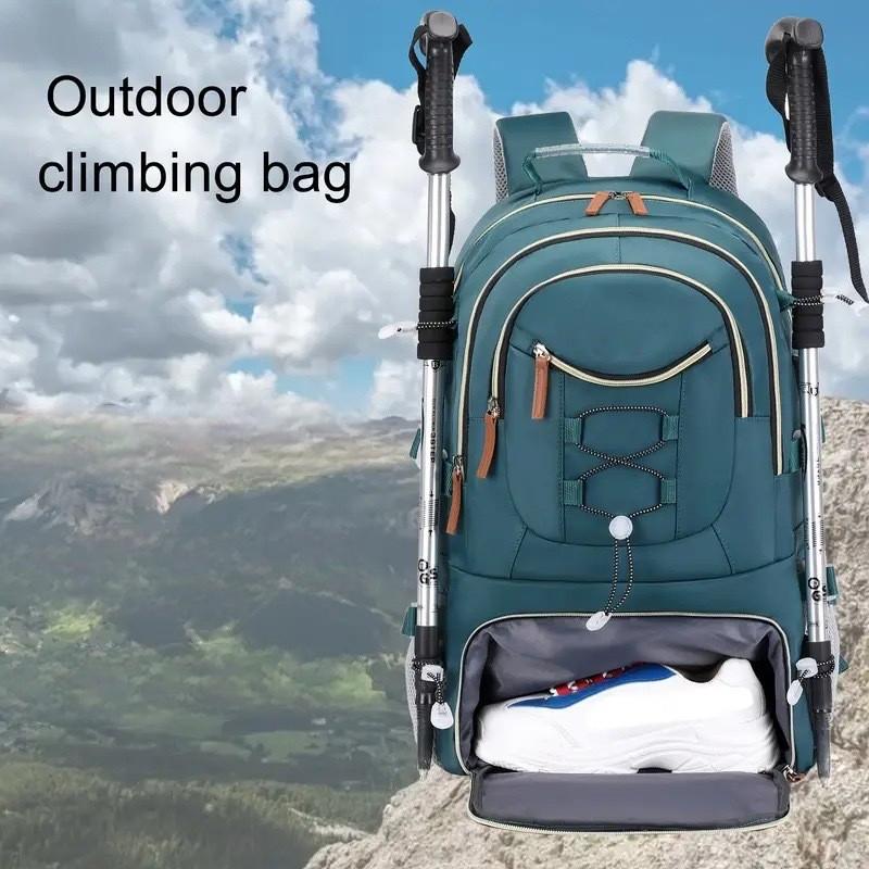 Travel outdoor Large capacity 36-55L Climbing Backpack --16’’ Laptop Compartment, Water Resistant,USB Charging port, Shoe Compartment, Black/Gray/White/Blue