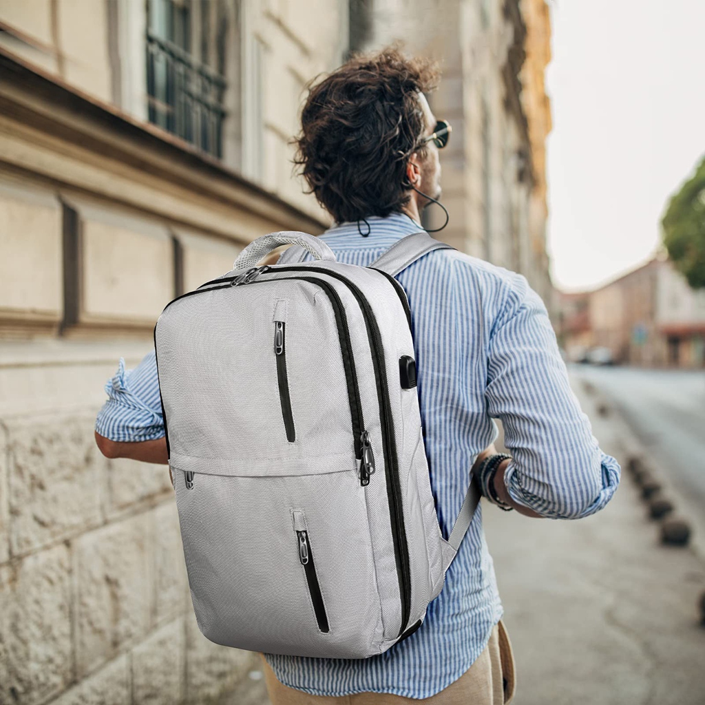 Travel Large capacity 36-55L Backpack --16’’inch Laptop Compartment, shoes compartment, Water Resistant, Black /Grey/Army Green