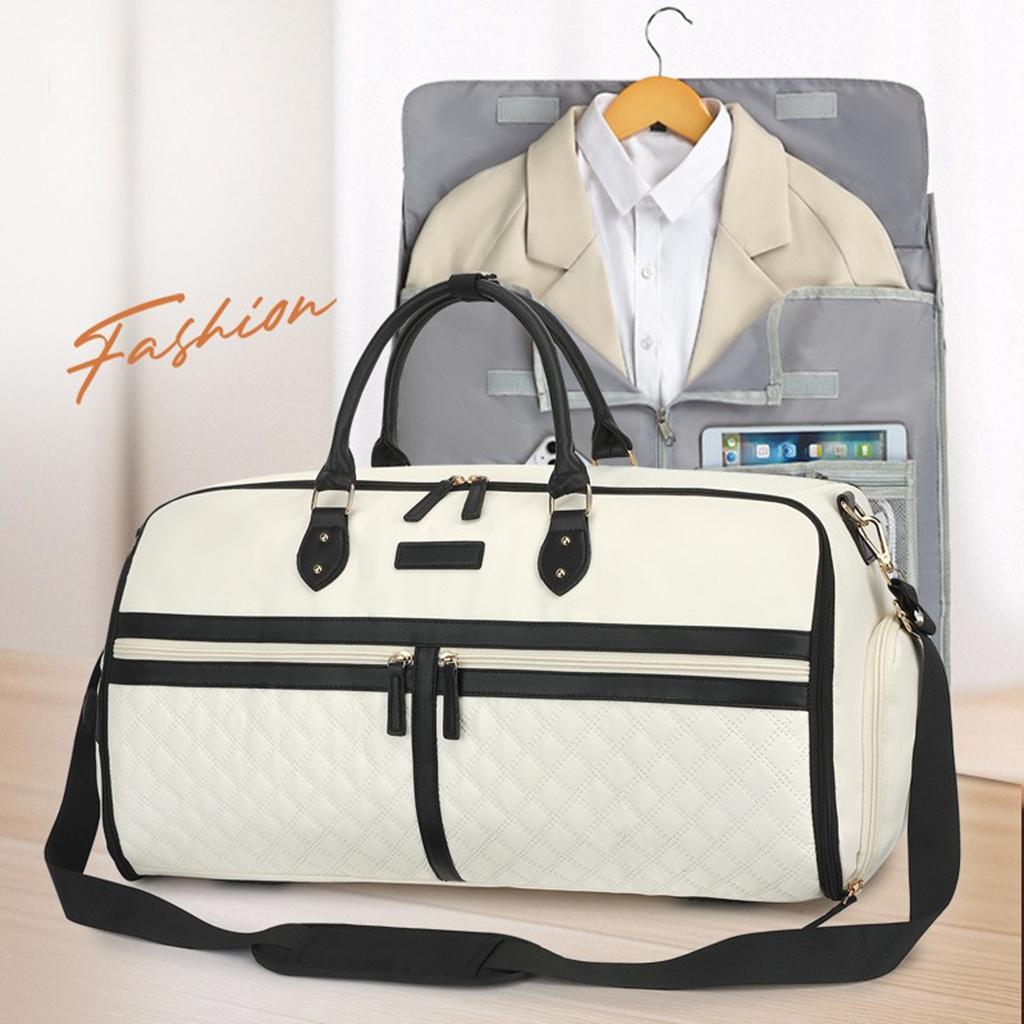 Travel Garment suit Bag with Shoulder Strap, 36-55L, Duffel Carry on Garment Bag for Men Women - 3 in 1 Hanging Suitcase Suit Travel Bags，with Shoe Compartment, Black,Pink, White
