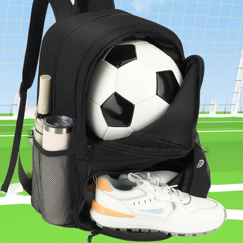 Travel Soccer Backpack -Ballistic Nylon, Multi-Pocket Organizer, Shoe Compartment, large and light ,football soccer backpack, Black / Grey /Blue 