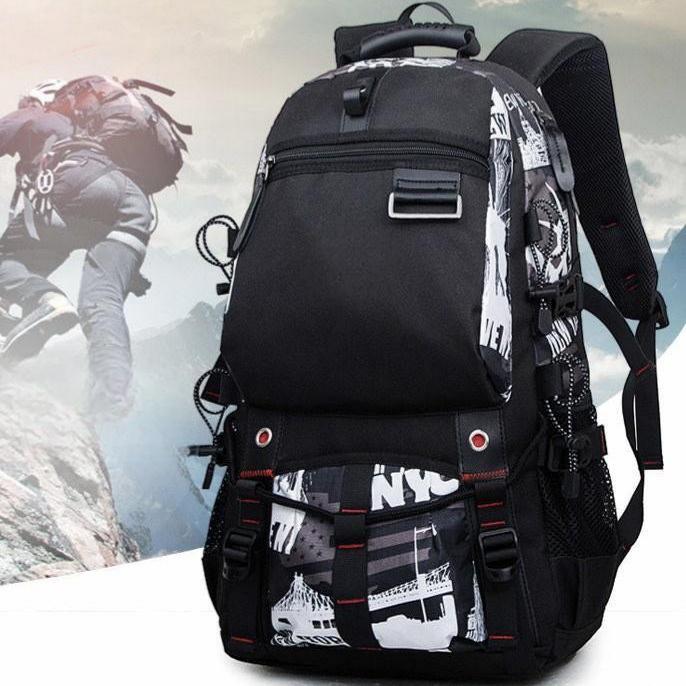 Travel Large capacity 56-75L Backpack --17’’ Laptop Compartment, Water Resistant,USB Charging port, Black /Black with blue /Black with white 