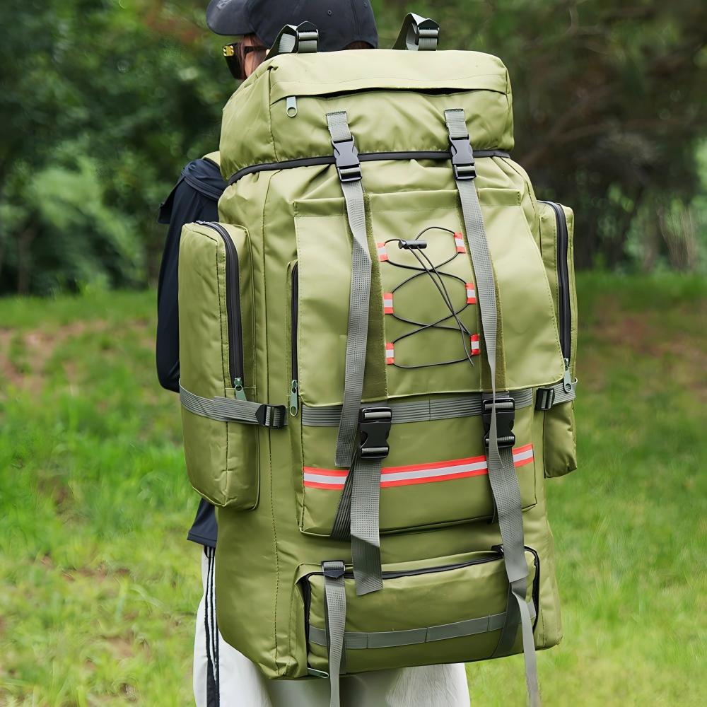 Extra Large 130L Tactical Market Backpack With Reflective Safety Strip, Waterproof Oxford Trading Backpack For Early Morning Street Sellers，Khaki, Black, Army Green, Coffee, Navy Blue
