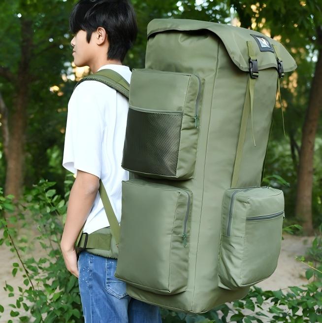 Extra Large 130L Roll Top Market Backpack With Multiple Side Pockets, Waterproof Oxford Trading Backpack For Bulk Market Sellers