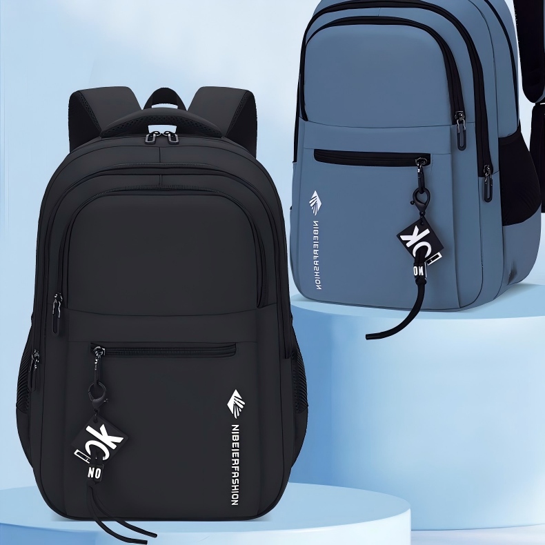 Large Capacity High School Backpack, Waterproof Smooth Oxford Multi-Pocket Casual Student Book Bag, Neutral Backpack For Secondary Teenagers，Light Blue / Black / Grey / Navy Blue