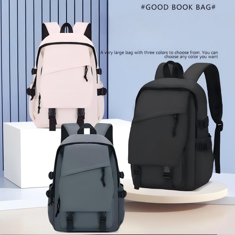 Large Capacity High School Backpack, Waterproof Spacious Oxford Minimalist Multi-Pocket Student Book Bag, Backpack For Secondary Teenagers，Black / Grey / Off-White